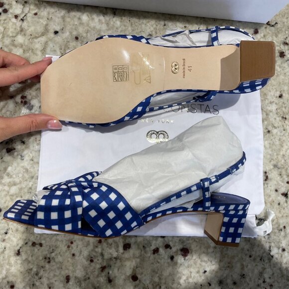 NIB - Caroline Constas Beck Sandal - Size 11 41 - Blue Gingham Slingback - Picture 3 of 6